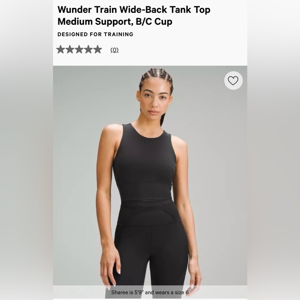 Lululemon Wunder Train Tank Top in Black Size 6. NWOT.